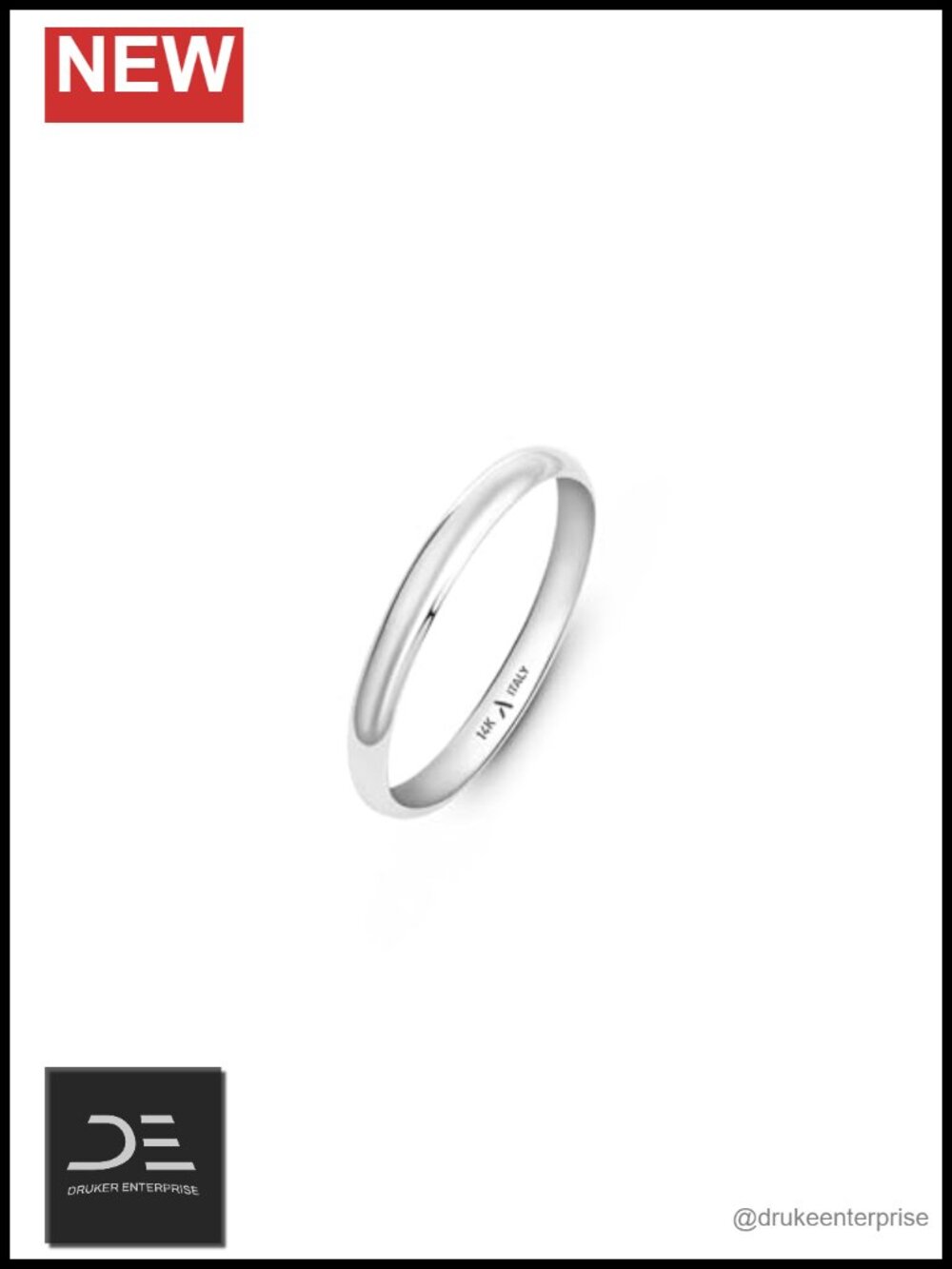 14K White Gold Wedding Band Unisex His and Hers Polished Classic